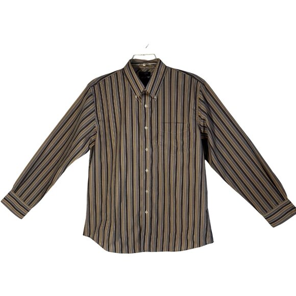 Dockers Men's Striped Long Sleeve Shirt L Stain Defender No Wrinkles - Picture 2 of 11